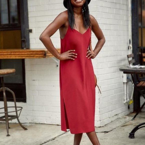 MADEWELL SILK EVA SIDE SLIT DRESS - SIZE 6 - Picture 2 of 9